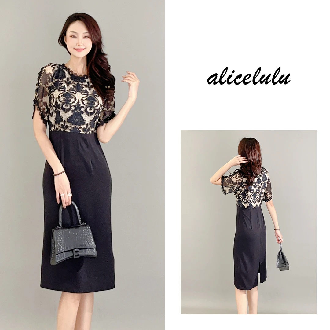 1 ALICE “生而华贵”连衣裙 优雅蕾丝 知性拼接 S1033897W