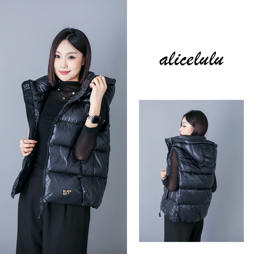 1 ALICE “黑金之暖”鹅绒马夹 轻奢御寒 时髦亮面 S2139598Tr