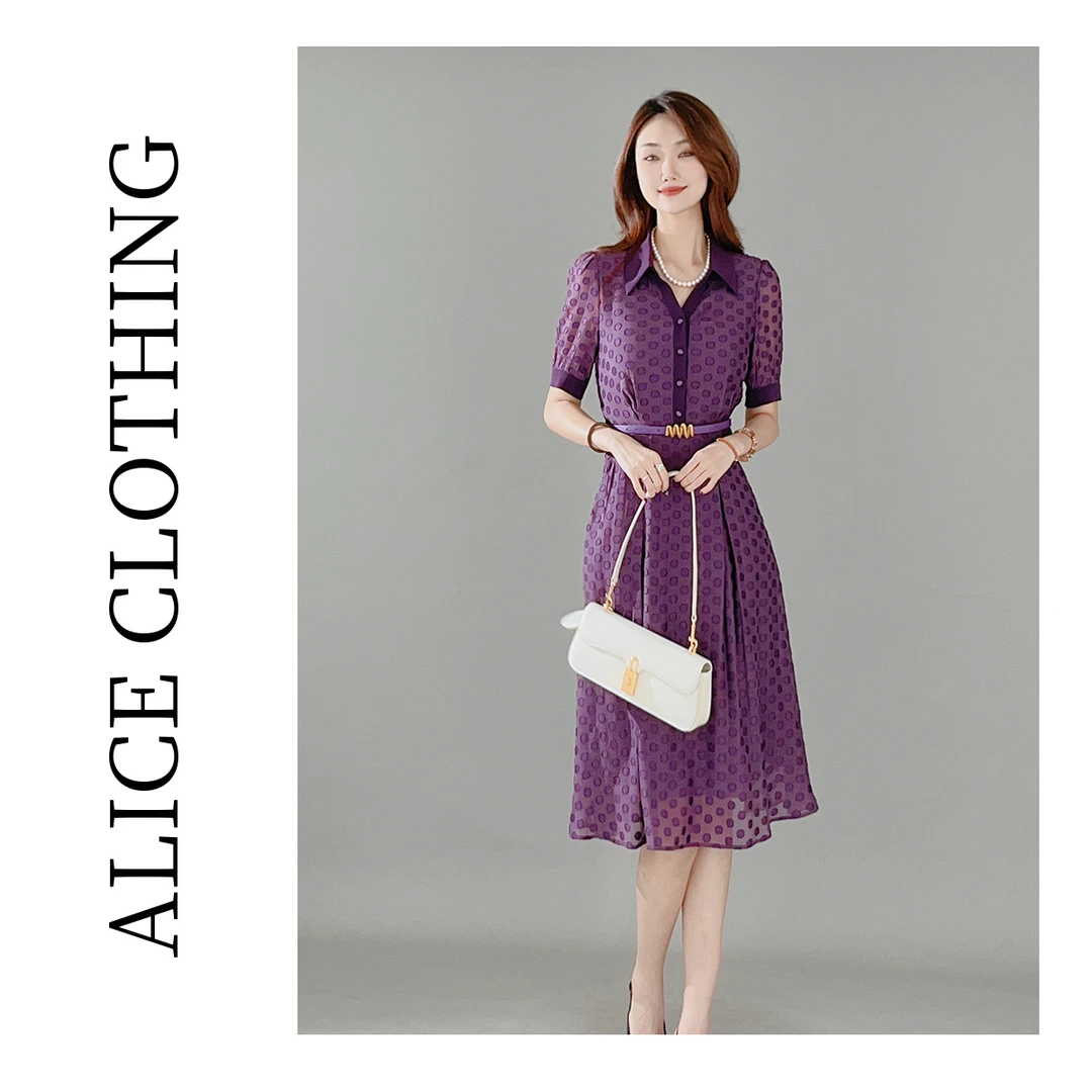 1 ALICE “紫葡萄”连衣裙 优雅波点 腰带显瘦 S2138095W