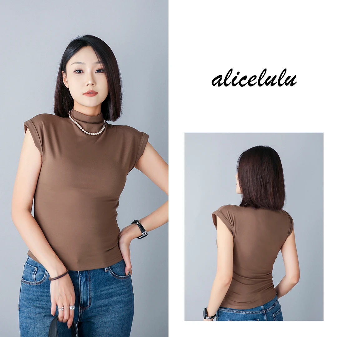 3 ALICE “天鹅臂”衬衫 时髦半高领 弹力显瘦 S2139255T