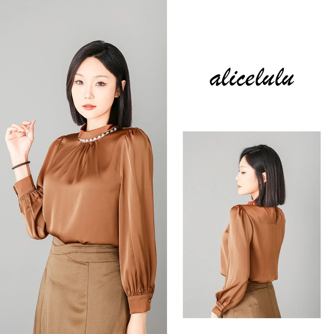 3 ALICE “珠光之美”衬衫 轻奢钉珠 光泽缎感 S2138960T