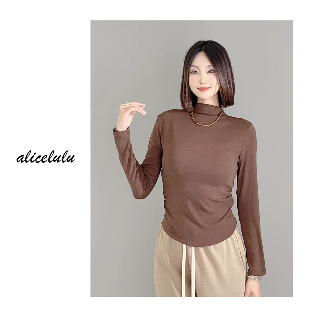 1 ALICE “迷人线条”打底衫 时髦褶皱 纯色百搭 S2140037T