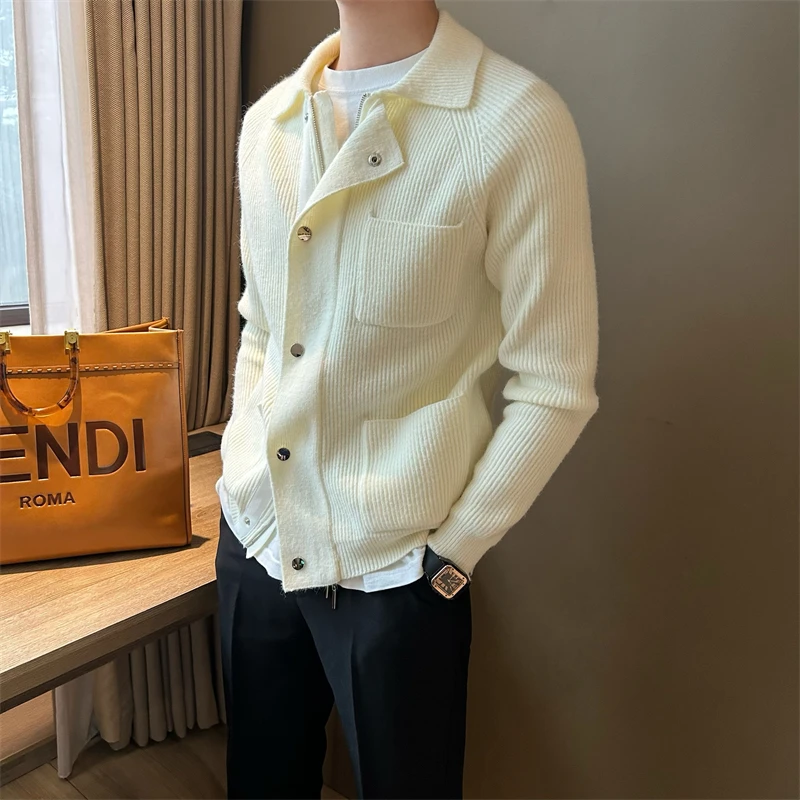 WUSHE物社【重磅加厚】轻奢简约男士针织外套秋冬简约百搭保暖毛衣