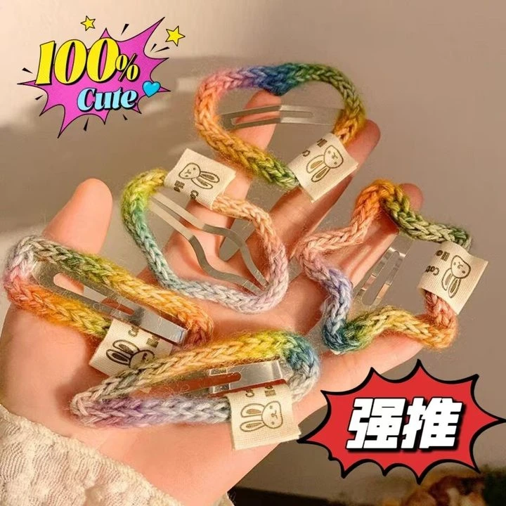 秋冬毛绒星星发夹彩色编织碎发夹子甜美简约高级感刘海侧边夹发饰