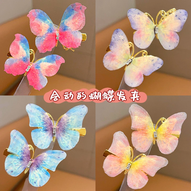 会动的蝴蝶发夹儿童森系仙美夹子女童2023新款灵动蝴蝶结发卡头饰