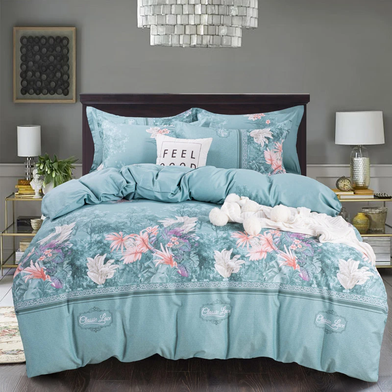 【四季款】100%全棉斜纹印花三件套四件套小清新床品套件 生如夏花