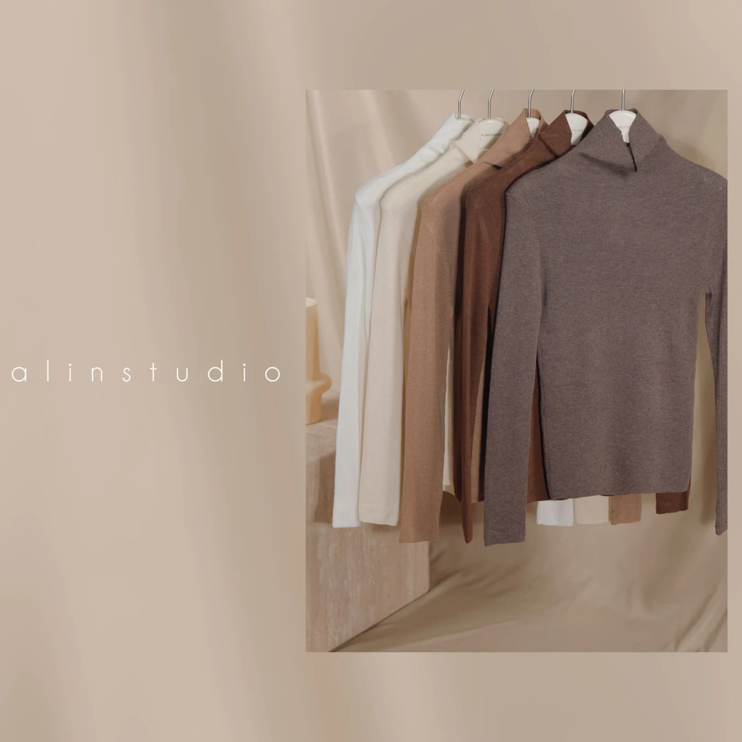 ALIN【贴身软糯】秋冬纯色时尚百搭长袖保暖高领针织打底衫