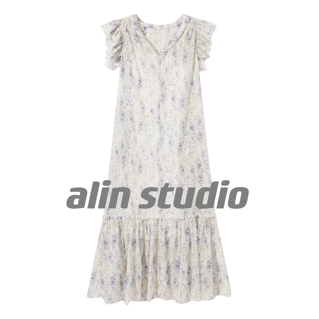 ALIN【薰衣草】气质时尚碎花春夏超显瘦连衣裙