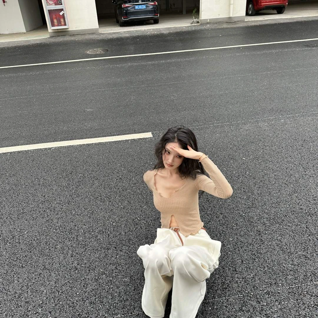 ALIN【迷宫】时尚百搭显瘦气质针织上衣夏季长袖小众