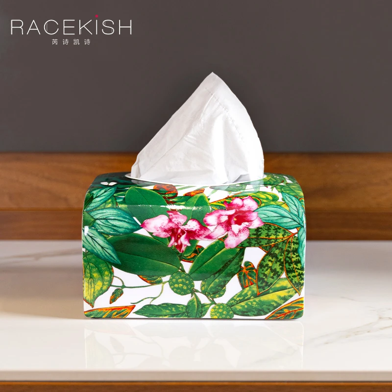 Racekish丛林纸巾盒家居创意日用卧室客厅房间骨瓷桌面抽纸盒