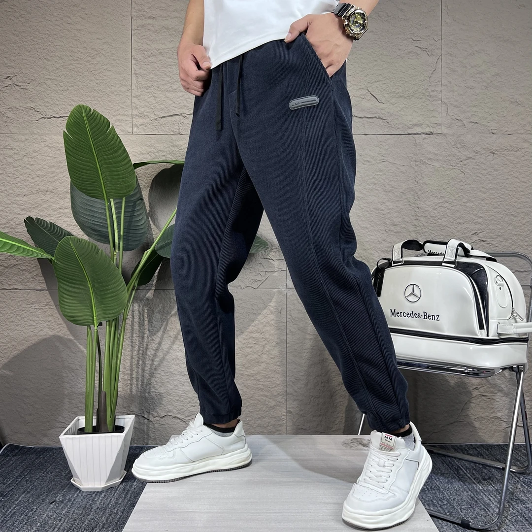 24款初秋款加厚加绒时尚弹力百搭休闲裤男士精品加绒男卫裤168