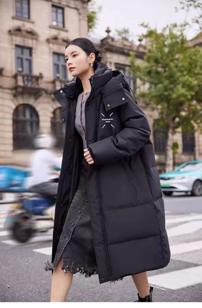 马吉长款羽绒服时尚白鸭绒美拉德色系运动休闲情侣情侣宽松潮流