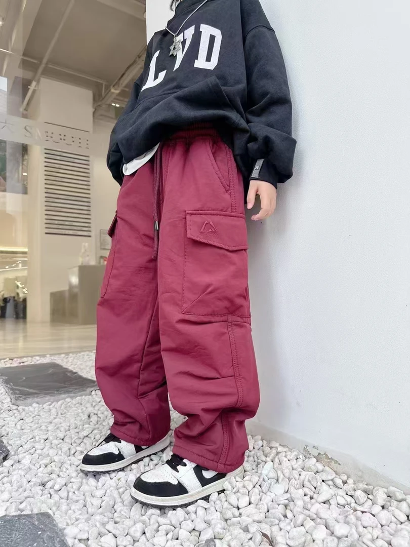 【B091-B098】时尚潮童实体店品牌冬天加绒洋气百搭中大童裤子