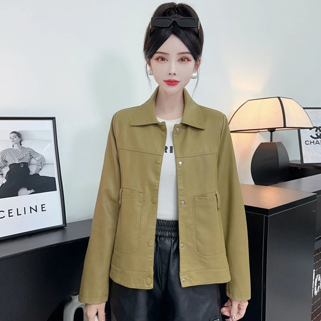 皮衣短款2988时尚休闲百搭春秋显瘦小个子网红洋气翻领气质春季