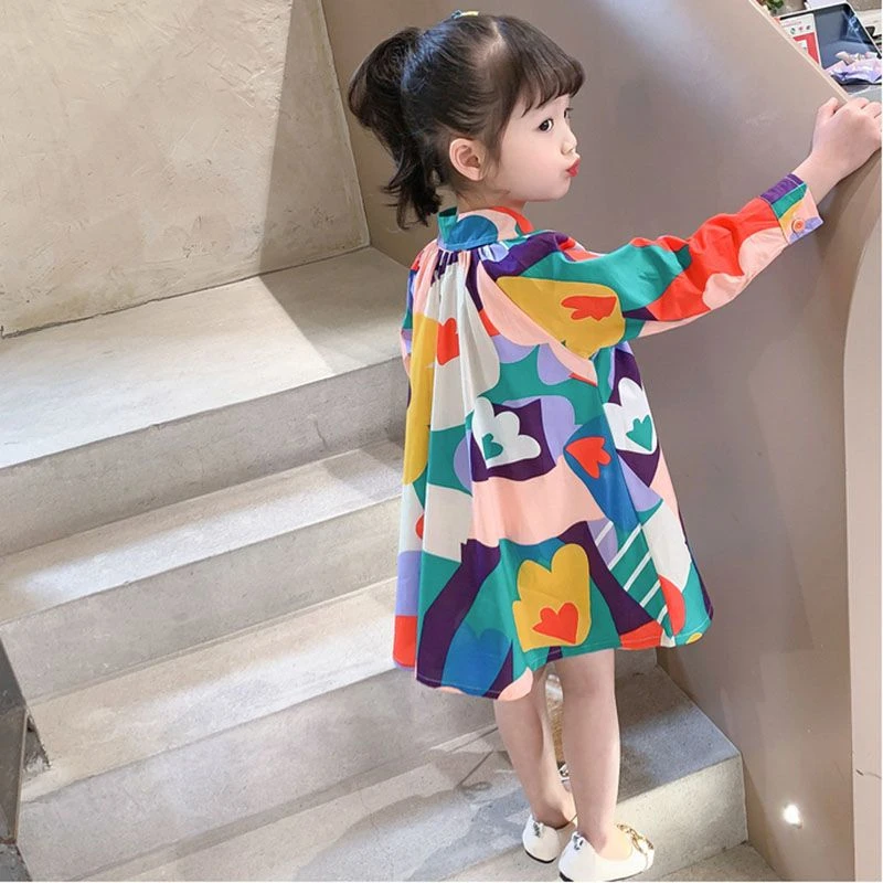 女童衬衫公主长袖连衣裙春秋时尚7洋气4夏季6短袖5衬衣2女宝宝3岁