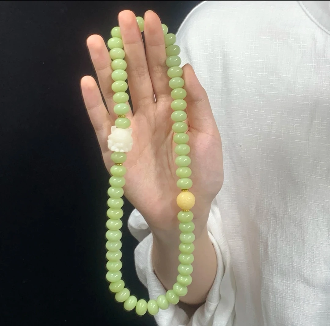 （清水芙蓉）青菩提根手串手持绕指柔凤九回纹珠跑环款（盘玩袋）