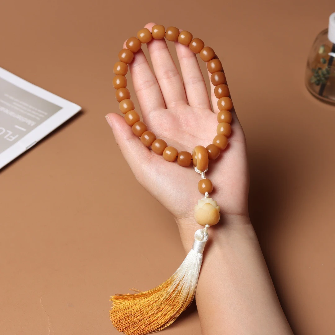 老刀风化菩提根搭配莲花流苏尺寸11/12mm男女文玩好物手持手串