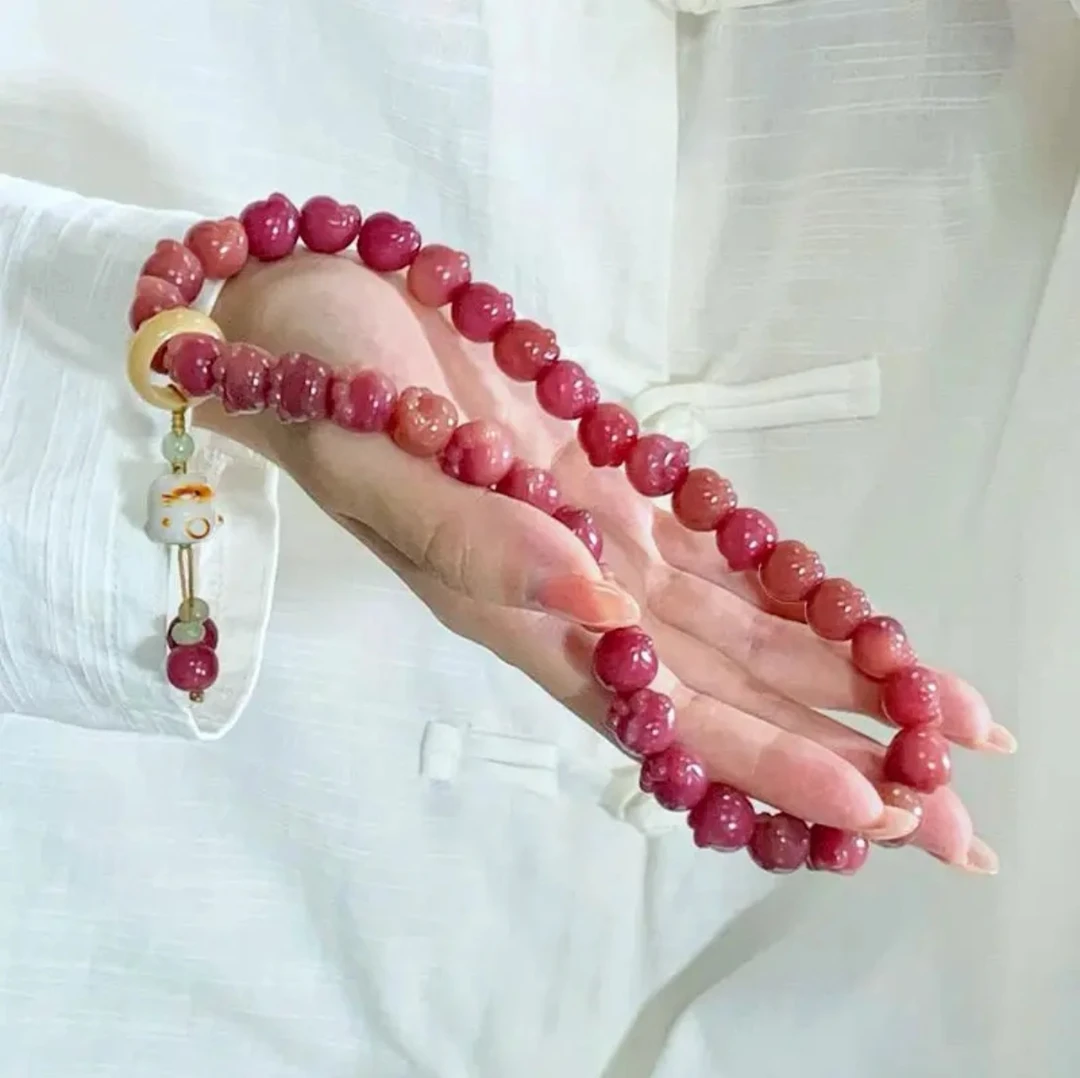 乌梅子酱天然菩提根手串精雕小猫爪学生女款双圈手持盘玩佛珠文玩