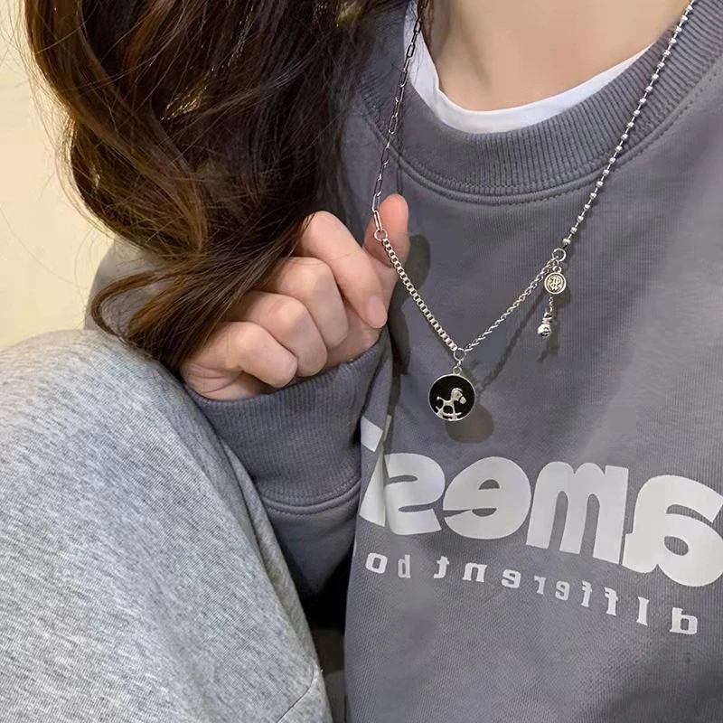 钛钢项链 马上有钱项链女ins小众设计高级感毛衣链秋冬卫衣配饰潮