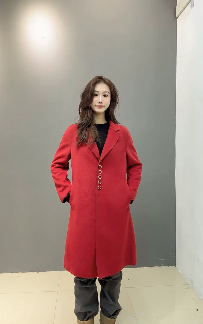 2052 秋冬季时尚气质绵羊毛双面羊毛大衣女