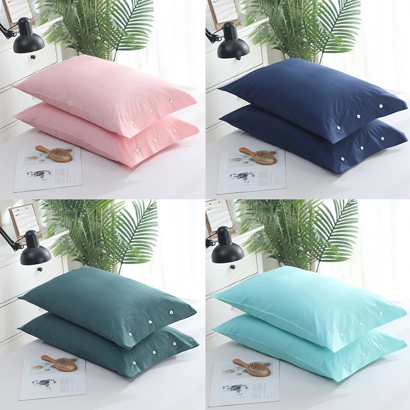 60支长绒棉全棉枕套一对装家用成人纯棉枕头套贡缎枕芯套48*74cm