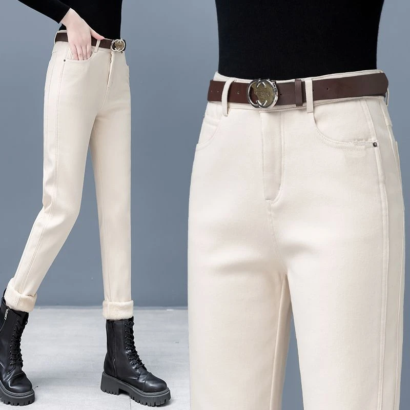 牛仔裤女士2025年春秋单款高腰显瘦修身宽松阔腿小脚休闲哈伦裤子