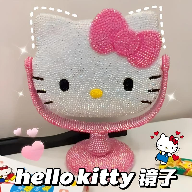 Holle kitty猫满钻粘钻制作手工DIY化妆镜送闺蜜送女朋友生日礼物