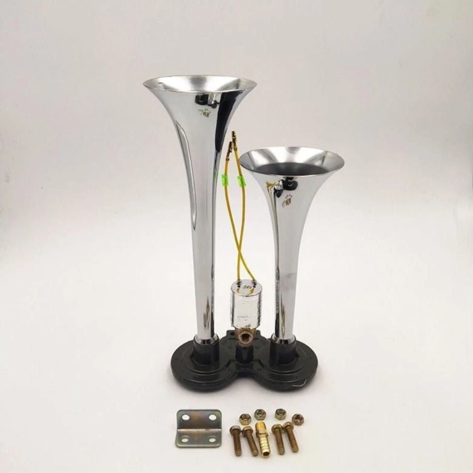 货车气喇叭24V超响12v高音汽笛喇叭双管爆响大巴鸣笛卡车安装