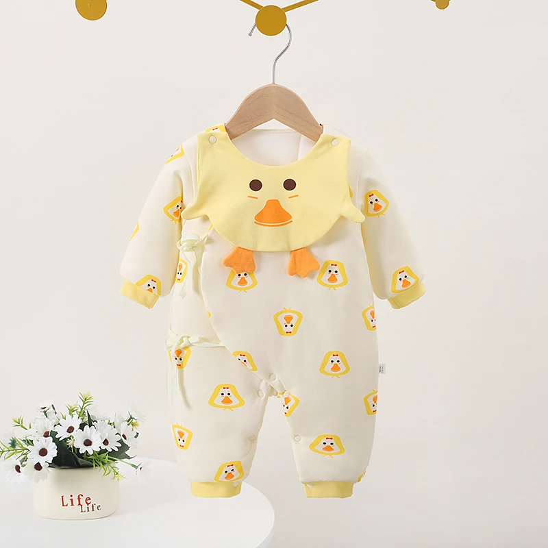 【新生儿】 A类纯棉秋冬季夹棉蝴蝶衣双层护肚保暖棉衣