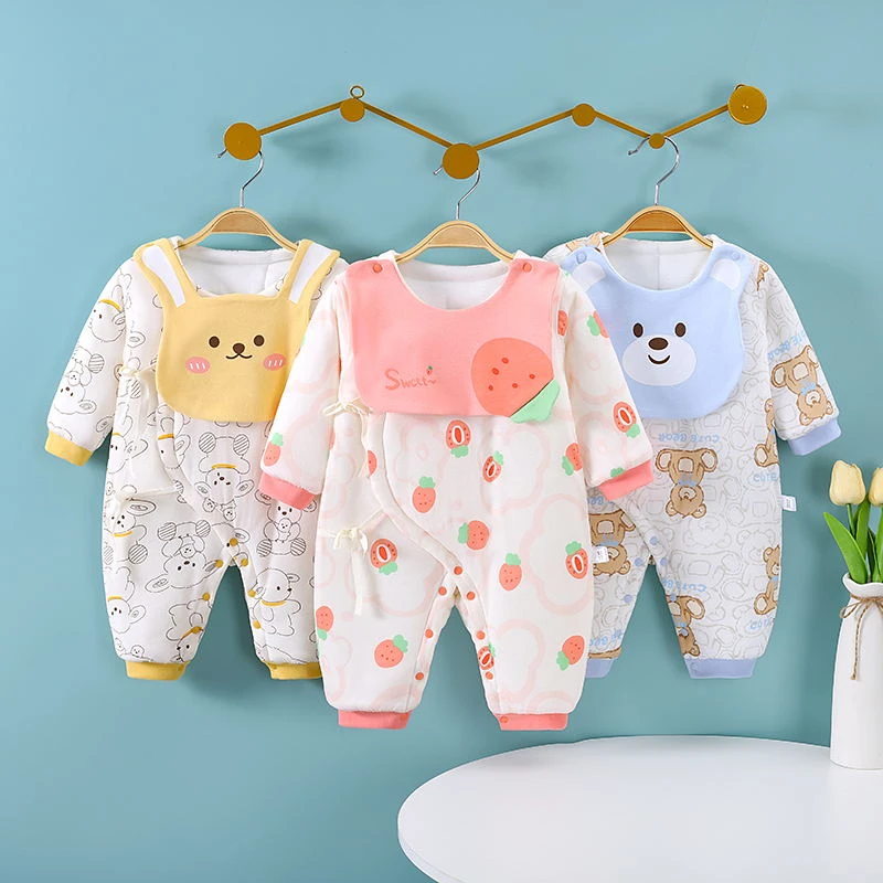 【新生儿】 A类纯棉新生婴儿秋冬季棉服蝴蝶衣双层护肚保暖棉衣