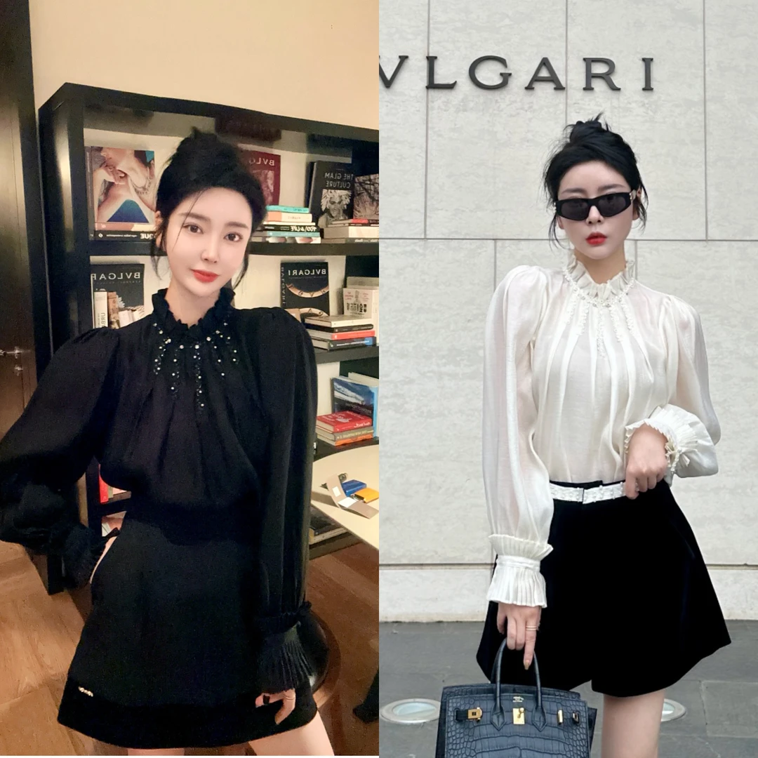 DL乐乐家【星辰月下】高级感法式气质时尚设计师款百搭长袖衬衫