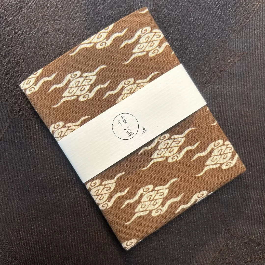 【见珊】 <流云纹>咖色棉布茶巾（慢蓝S0125）