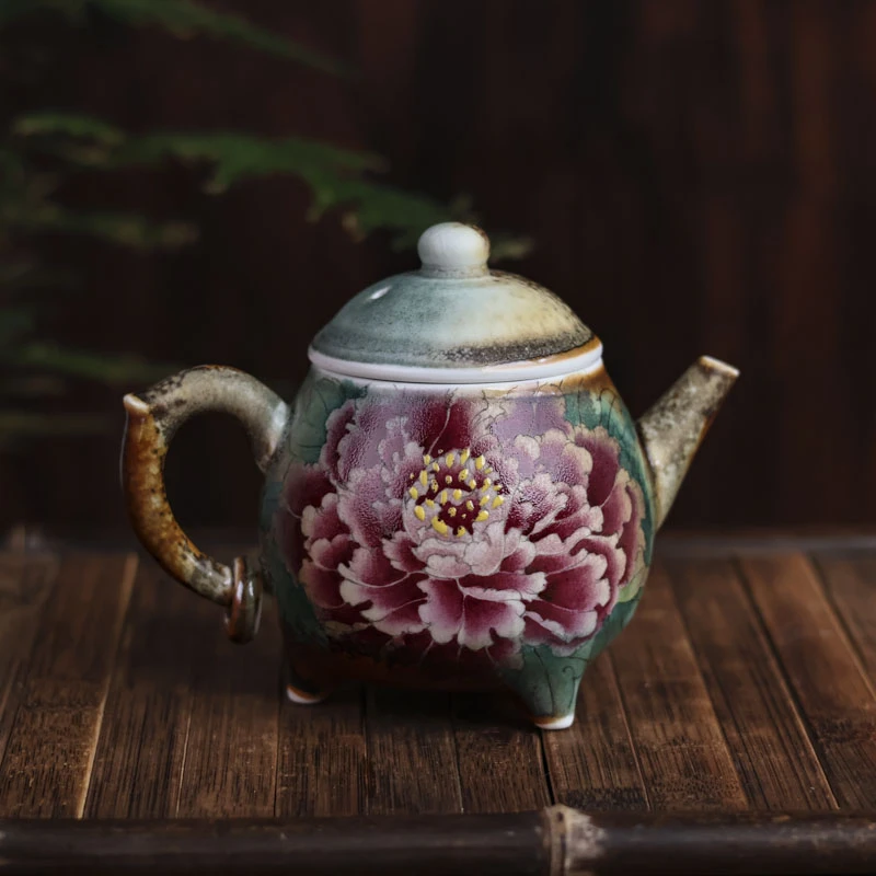 【见珊】三足重工牡丹壶180ml（蕉白S0041）