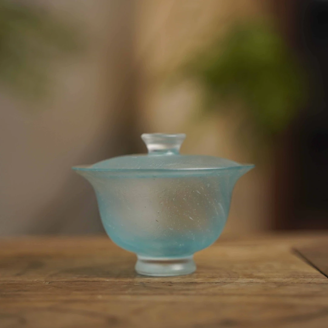 【见珊】 琉璃倾心盖碗-冰透蓝（心缘0042）