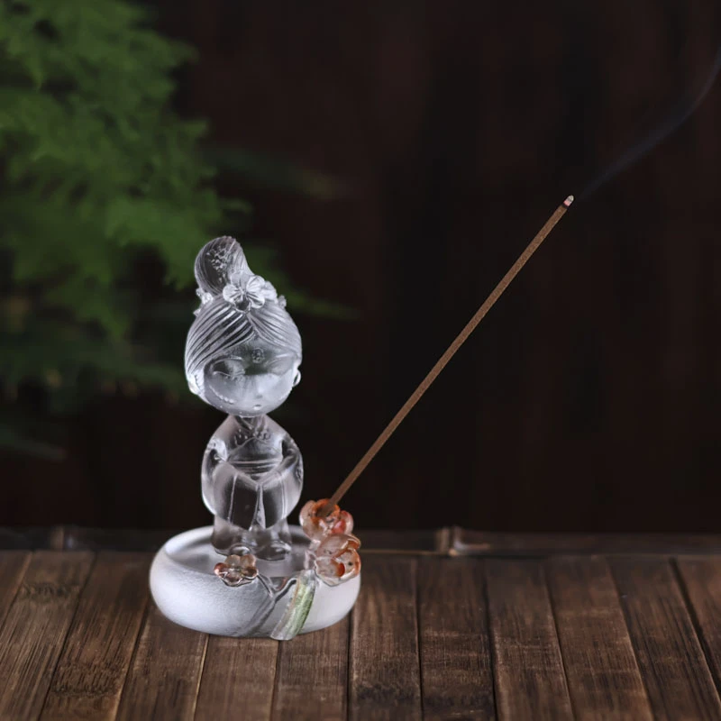 【见珊】桃花仙子香插（琉璃S0357）茶空间摆件