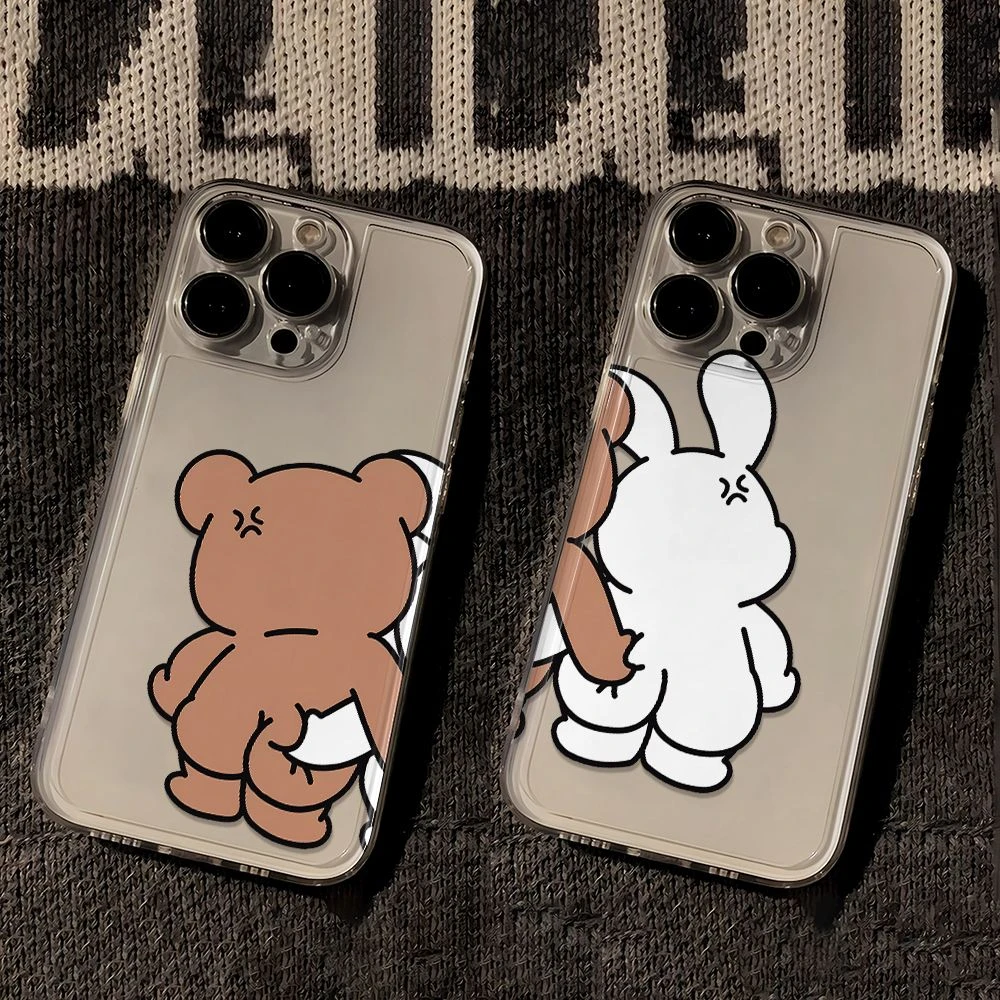 情侣熊兔适用苹果小米oppovivo华为iPhone15plus14pro13max手机壳