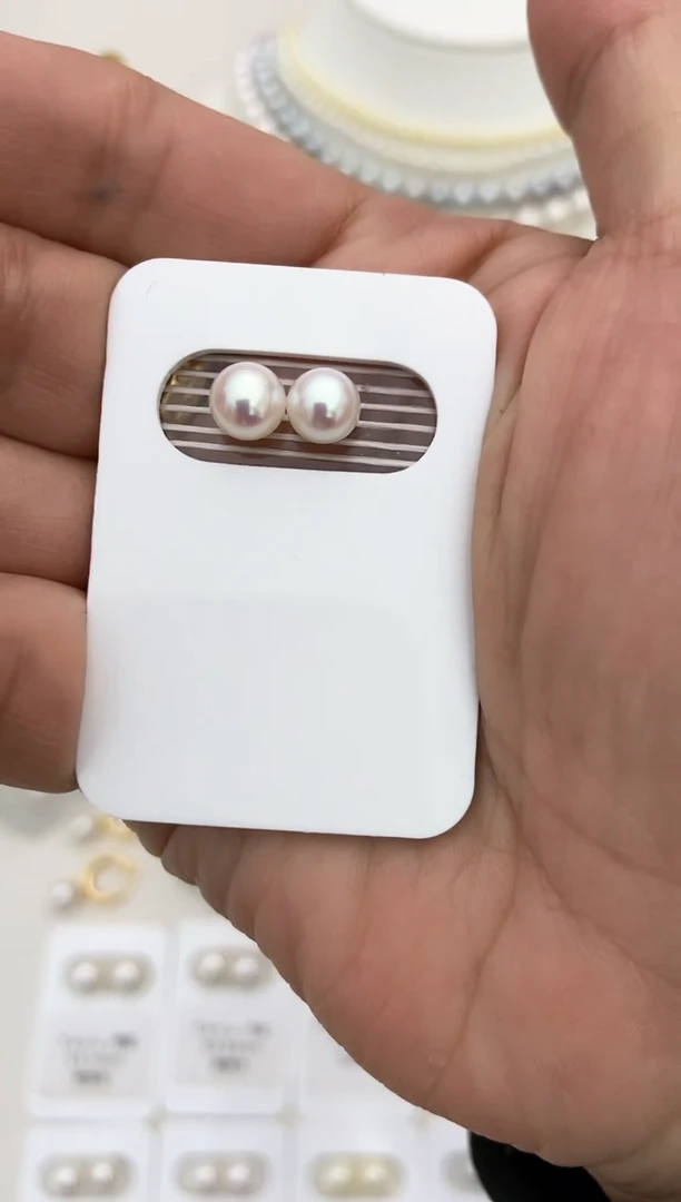 【闪购商品】海水珍珠耳饰18K金镶嵌6-7mm