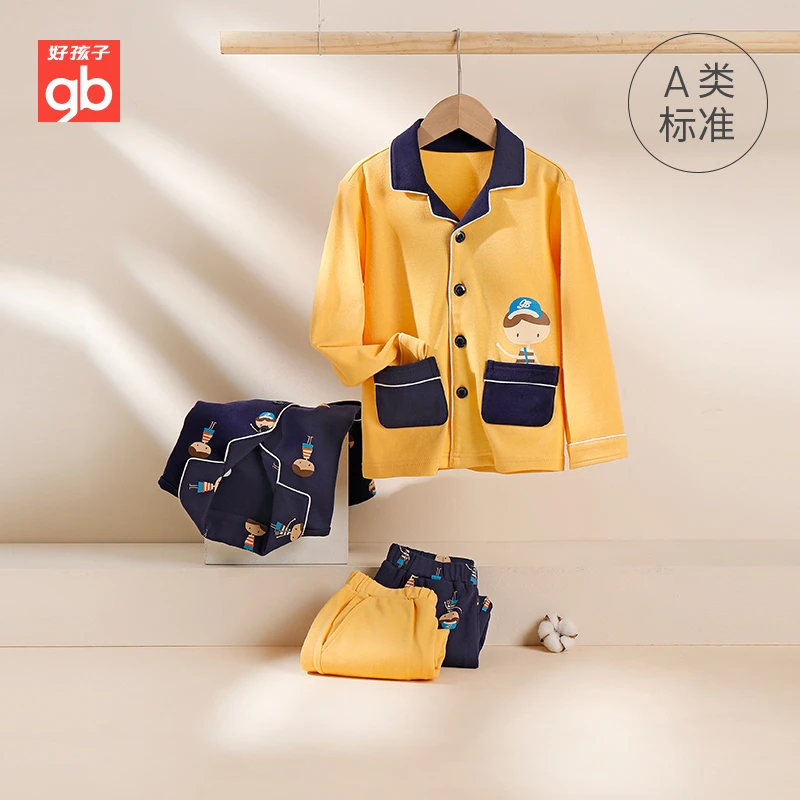 gb好孩子睡衣套装亲肤柔软舒适吸湿透气纯棉男童女童萌趣卡通可爱