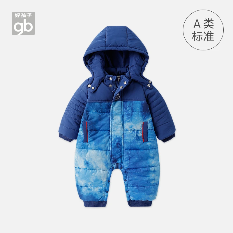 gb/好孩子保暖冬季连帽连体保暖衣连体棉服保暖哈衣婴儿爬爬服