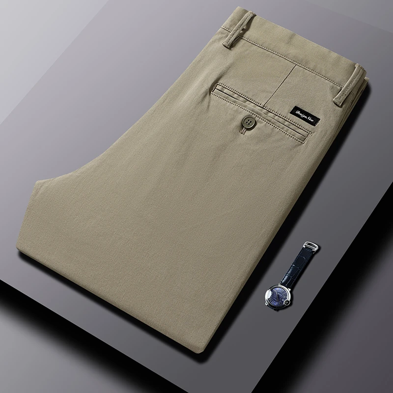 冬季男士休闲裤弹力宽松男裤纯棉春秋小直筒裤男水洗百搭纯色长裤