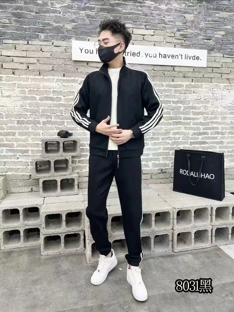 【外套+裤子】男士秋冬加绒加厚立领休闲套装两件套宽松潮流百搭