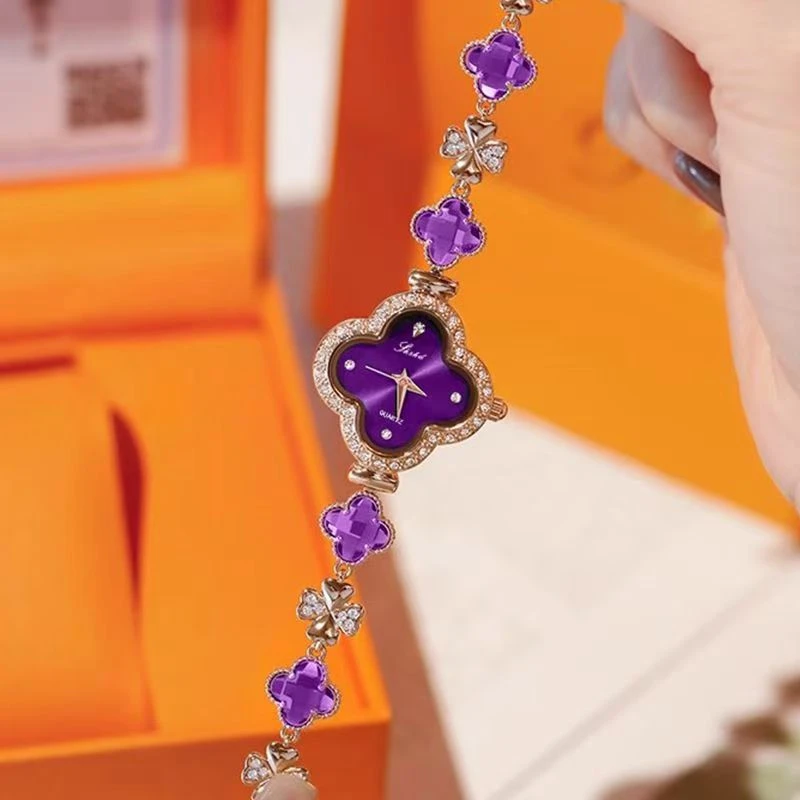 BDH新款紫色四叶草小表盘高颜值女士腕表时尚网红手表女