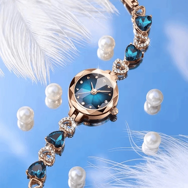 新款海洋之心轻奢带钻手高端气质女士腕表--6816