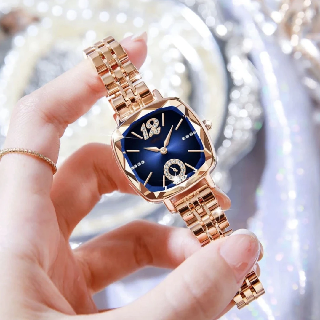复古女神气质轻奢深邃蓝时尚女士手腕表-8075