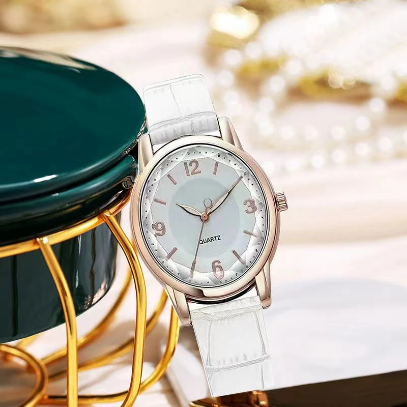 时尚休闲轻奢简约经典月光白女士手表