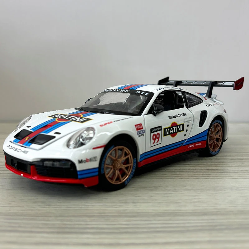 合金车模911赛道版带声音灯光1:24保时捷回力可跑收藏摆件礼物