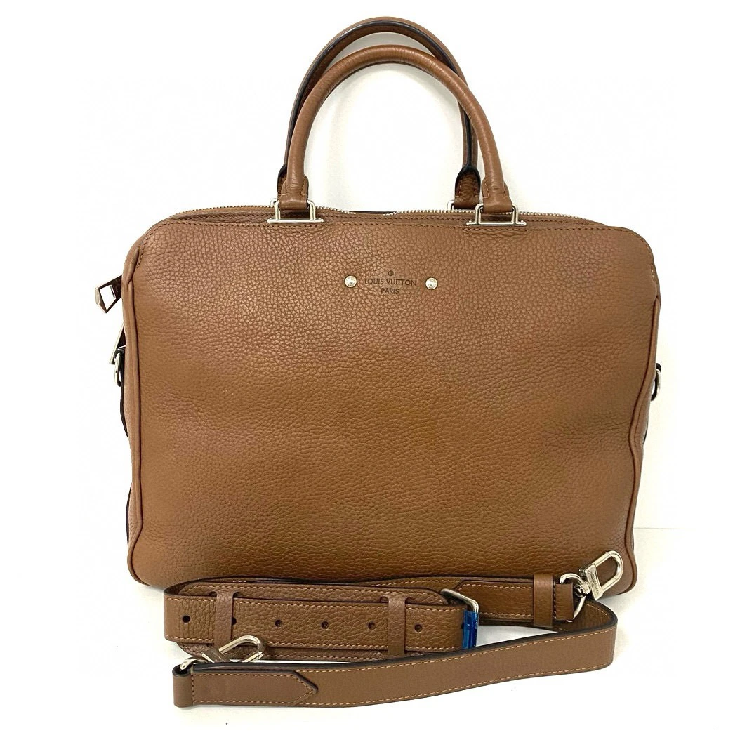 95新 LouisVuitton/路易威登 金棕色Armand全皮公文包 尺寸36/30