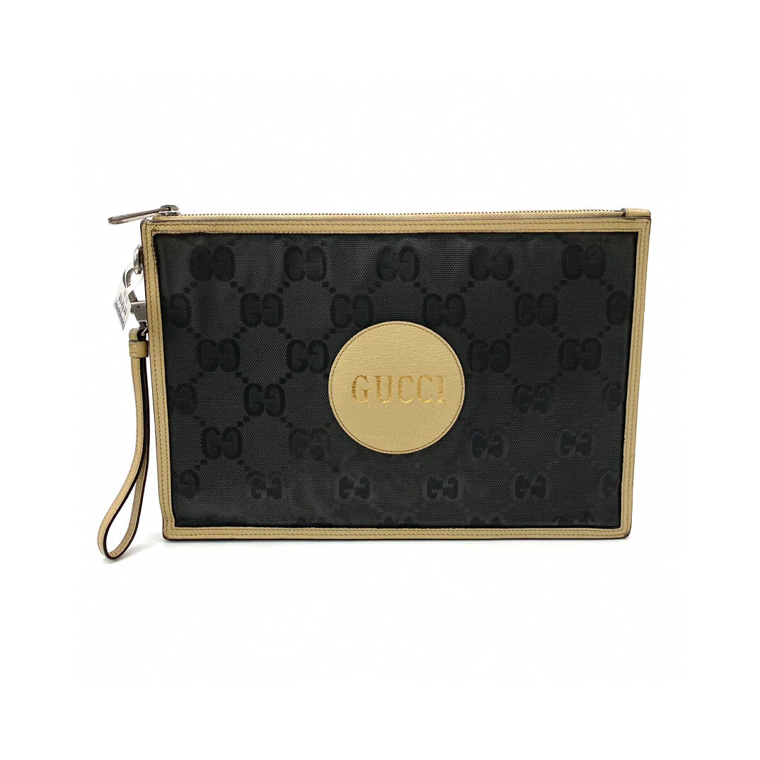 95新 GUCCI/古驰 帆布拼皮信封手拿包 尺寸30/20