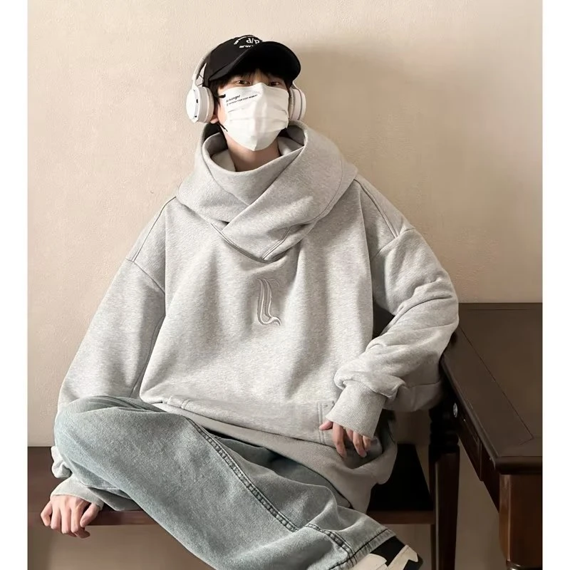 青少年秋冬zcnt加绒卫衣男美式hiphop连帽纯色潮牌外套机能风情侣