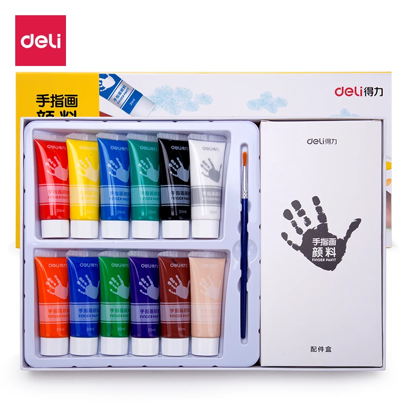 Deli/得力73872 12色手指画颜料 一盒